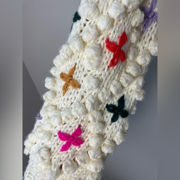 Anthropologie Bubble Cardigan Sweater (One Size) ivory Colorful NWT - Picture 4 of 13